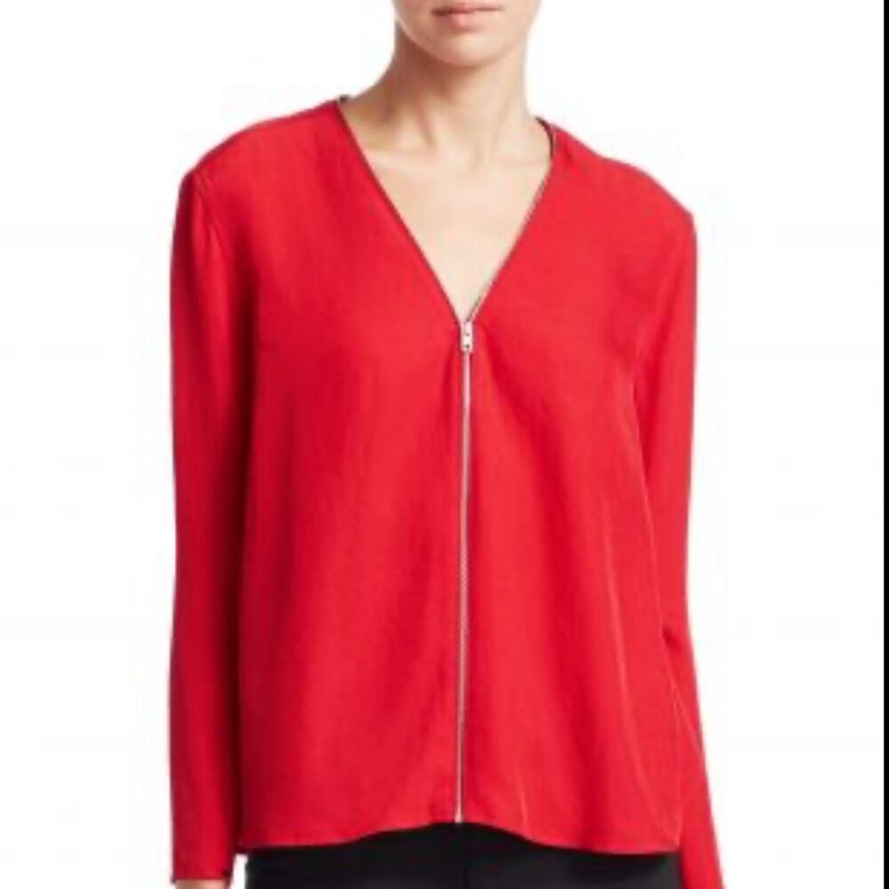 rag & bone Vanessa Zip Jacket Tomato Red M SS26 Minimalist Runway NWT offiice